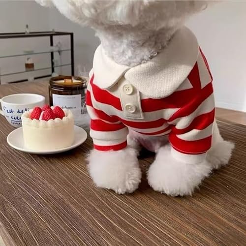 Gestreiftes Hunde-Poloshirt für den Sommer, stilvolle Welpenkleidung, weiche Baumwolle, Knopfleiste, Kragen, atmungsaktiv, Haustier-Outfit für kleine Hunde, Katzen, tägliche Spaziergänge (Nr. 3, S) Gestreiftes Hunde-Poloshirt für den Sommer, stilvolle Welpenkleidung, weiche Baumwolle, Knopfleiste, Kragen, atmungsaktiv, Haustier-Outfit für kleine Hunde, Katzen, tägliche Spaziergänge (Nr. 3, S) von UzeEnde