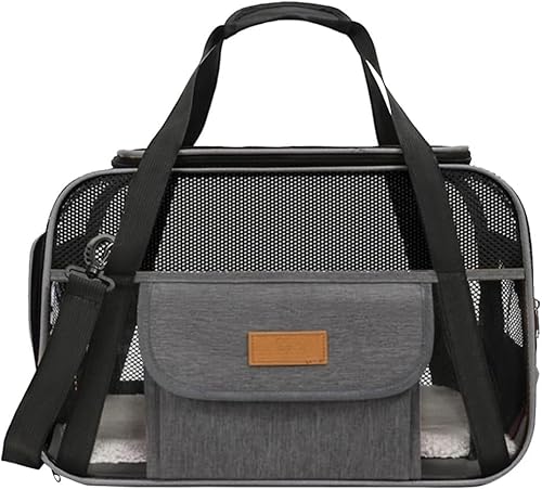 Haustier-Tragetasche, faltbar, für Katzen und Hunde, mit atmungsaktiven Mesh-Einsätzen, große Kapazität, Reisetasche, tragbare Handtasche, Fluggesellschaftsgenehmigung, für kleine Kätzchen, Welpen von UzeEnde