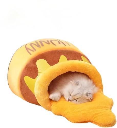 Honigtopf Katzenbett mit abnehmbarem und waschbarem Kissen – 3D-Cartoon-Halbgeschlossenes warmes Haustiernest aus weicher PP-Baumwolle, Schlafhaus für Kätzchen, kleine Hunde, gemütliche Nutzung im Honigtopf Katzenbett mit abnehmbarem und waschbarem Kissen – 3D-Cartoon-Halbgeschlossenes warmes Haustiernest aus weicher PP-Baumwolle, Schlafhaus für Kätzchen, kleine Hunde, gemütliche Nutzung im von UzeEnde
