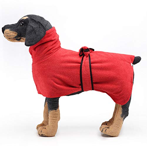 Hunde-Bademantel mit Kapuze – super saugfähige Mikrofaser, schnell trocknend, Haustiermantel, weicher, verstellbarer Riemen, tragbares Handtuch für kleine, mittelgroße und große Hunde und Katzen nach von UzeEnde