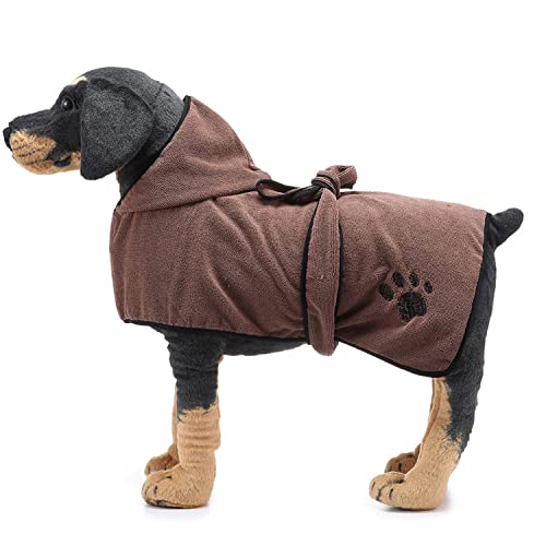 Hunde-Bademantel mit Kapuze – super saugfähige Mikrofaser, schnell trocknend, Haustiermantel, weicher, verstellbarer Riemen, tragbares Handtuch für kleine, mittelgroße und große Hunde und Katzen nach von UzeEnde