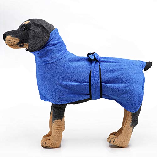 Hunde-Bademantel mit Kapuze – super saugfähige Mikrofaser, schnell trocknend, Haustiermantel, weicher, verstellbarer Riemen, tragbares Handtuch für kleine, mittelgroße und große Hunde und Katzen nach von UzeEnde