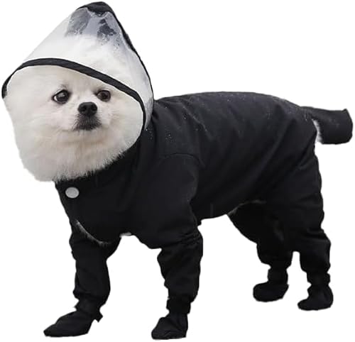 Hunde-Regenmantel mit Kapuze, wasserdicht, vollständige Abdeckung, vierbeiniger Regenanzug mit Schuhen, schnell trocknend, für kleine, mittelgroße und große Hunde, Spaziergänge, Wandern, Reisen von UzeEnde