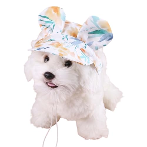 Hunde-Sonnenhut für kleine Hunde – verstellbare Sommerkappe für Haustiere, Baseballkappe mit Ohrlöchern, Kinnriemen, leichtes Visier für Spaziergänge im Freien, Reisen, Strand (Grün, Größe S (1,5–3,5 von UzeEnde
