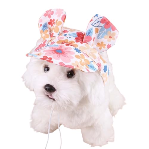 Hunde-Sonnenhut für kleine Hunde – verstellbare Sommerkappe für Haustiere, Baseballkappe mit Ohrlöchern, Kinnriemen, leichtes Visier für Spaziergänge im Freien, Reisen, Strand (Rosa, Größe M (4–6,5 kg von UzeEnde