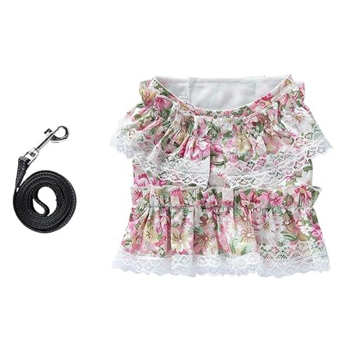 Hundegeschirr mit Blumenmuster, Leine, 2-teilig, Prinzessinnen-Stil mit Spitzen-Rüschen, atmungsaktiver Hunderock, weiches Weste, Geschirr, Kleidung für kleine und mittelgroße Hunde Hundegeschirr mit Blumenmuster, Leine, 2-teilig, Prinzessinnen-Stil mit Spitzen-Rüschen, atmungsaktiver Hunderock, weiches Weste, Geschirr, Kleidung für kleine und mittelgroße Hunde von UzeEnde