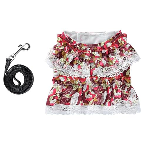 Hundegeschirr mit Blumenmuster, Leine, 2-teilig, Prinzessinnen-Stil mit Spitzen-Rüschen, atmungsaktiver Hunderock, weiches Weste, Geschirr, Kleidung für kleine und mittelgroße Hunde Hundegeschirr mit Blumenmuster, Leine, 2-teilig, Prinzessinnen-Stil mit Spitzen-Rüschen, atmungsaktiver Hunderock, weiches Weste, Geschirr, Kleidung für kleine und mittelgroße Hunde von UzeEnde