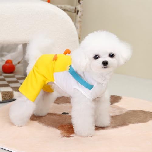 Hundekostüm mit Hühnermotiv, lustiger Haustier-Overall, weiches Welpen-Outfit, für kleine Hunde und Katzen, Cosplay, Bekleidung mit Loch für die Leine, für Picknick, Spaziergänge, Partys von UzeEnde