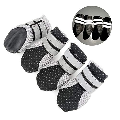 Hundeschuhe aus Netzstoff für heißen Bürgersteig – atmungsaktive Sommer-Welpenschuhe mit verstellbarem, sicherem, reflektierendem Riemen, rutschfester Pfotenschutz für Outdoor-Spaziergänge, Reisen von UzeEnde