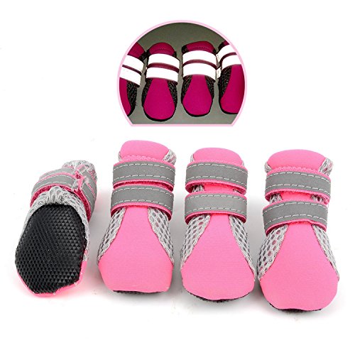 Hundeschuhe aus Netzstoff für heißen Bürgersteig – atmungsaktive Sommer-Welpenschuhe mit verstellbarem, sicherem, reflektierendem Riemen, rutschfester Pfotenschutz für Outdoor-Spaziergänge, Reisen von UzeEnde