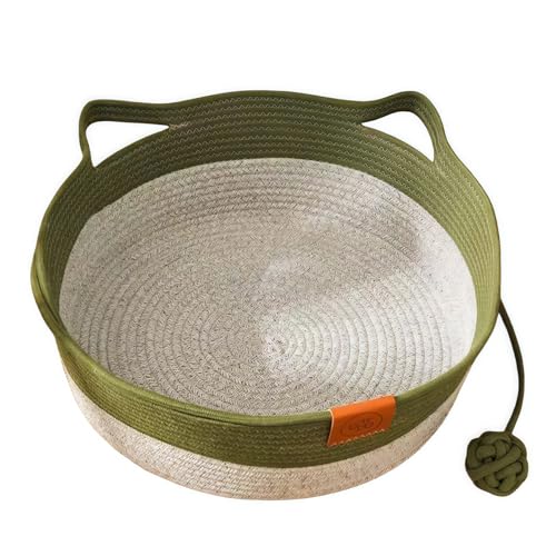 Katzenkorb – Baumwollseil gewebtes Bett mit Kratzfunktion, langlebiges, gemütliches Nest mit integriertem Spielzeugschwanz, Schlafhaus für Katzen, Hunde, Haustiere im Innenbereich (inklusive Katzenkorb – Baumwollseil gewebtes Bett mit Kratzfunktion, langlebiges, gemütliches Nest mit integriertem Spielzeugschwanz, Schlafhaus für Katzen, Hunde, Haustiere im Innenbereich (inklusive von UzeEnde