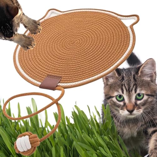 Kratzmatte für Katzen, gewebtes Baumwollseil, Kratzunterlage mit Spielzeugball, waschbar, langlebig, Haustierbett, rutschfest, für Innenkatzen, zum Schlafen, Spielen, schützt Sofa, Couch, Wandteppich Kratzmatte für Katzen, gewebtes Baumwollseil, Kratzunterlage mit Spielzeugball, waschbar, langlebig, Haustierbett, rutschfest, für Innenkatzen, zum Schlafen, Spielen, schützt Sofa, Couch, Wandteppich von UzeEnde
