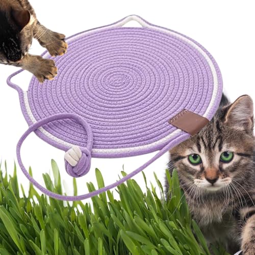 Kratzmatte für Katzen, gewebtes Baumwollseil, Kratzunterlage mit Spielzeugball, waschbar, langlebig, Haustierbett, rutschfest, für Innenkatzen, zum Schlafen, Spielen, schützt Sofa, Couch, Wandteppich von UzeEnde