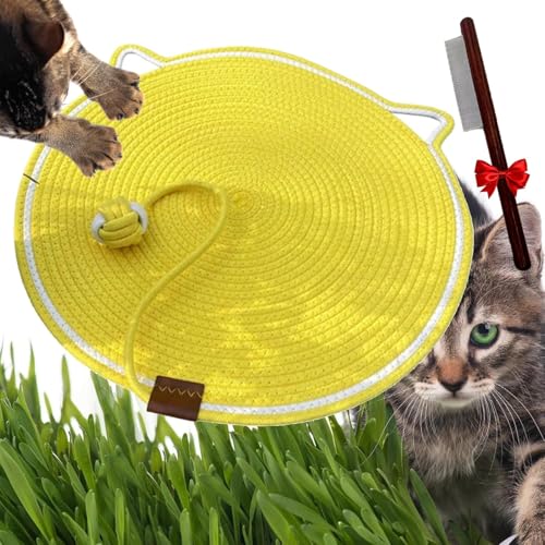 Kratzmatte für Katzen, gewebtes Baumwollseil, Kratzunterlage mit Spielzeugball, waschbar, langlebig, Haustierbett, rutschfest, für Innenkatzen, zum Schlafen und Spielen, schützt Sofa, Couch Kratzmatte für Katzen, gewebtes Baumwollseil, Kratzunterlage mit Spielzeugball, waschbar, langlebig, Haustierbett, rutschfest, für Innenkatzen, zum Schlafen und Spielen, schützt Sofa, Couch von UzeEnde