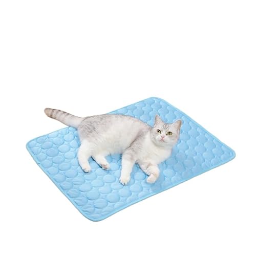 Kühlmatte für Hund und Katze, Sommer, Eisseide, doppelseitig, rutschfest, waschbar, tragbare Schlafdecke für Sofa, Boden, Bett, Kiste, Zwinger, Auto, Innen- und Außenbereich (Blau, XXL) von UzeEnde