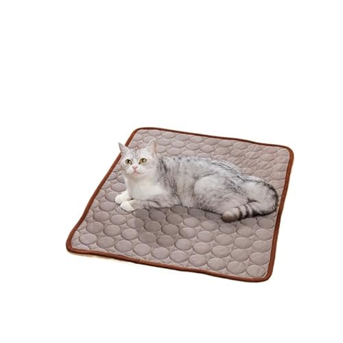 Kühlmatte für Hund und Katze, Sommer, Eisseide, doppelseitig, rutschfest, waschbar, tragbare Schlafdecke für Sofa, Boden, Bett, Kiste, Zwinger, Auto, Innen- und Außenbereich (Braun, XXL) von UzeEnde