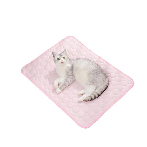 Kühlmatte für Hund und Katze, Sommer, Eisseide, doppelseitig, rutschfest, waschbar, tragbare Schlafdecke für Sofa, Boden, Bett, Kiste, Zwinger, Auto, Innen- und Außenbereich (Rosa, XS) von UzeEnde