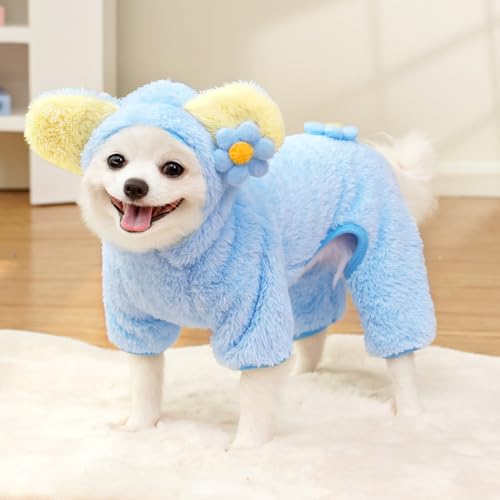 Niedlicher Winter-Hunde-Pyjama mit Kapuze – weicher Fleece-Welpenanzug mit Kapuze, warme Jacke für kleine Hunde und Katzen bei kaltem Wetter, bequemes Bärenkostüm-Outfit (#1) von UzeEnde