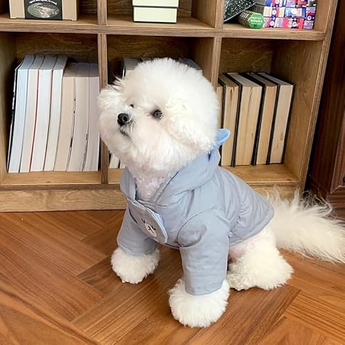 Niedlicher dicker Hunde-Kapuzenpullover für den Winter, warm, gemütlich, Fleece, 2 Beine, Welpenjacke mit Kapuze und Knopfverschluss, Bärenstickerei, Haustierkleidung für kleine Hunde und Katzen von UzeEnde