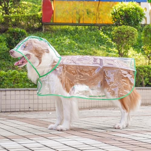 Transparenter Regenmantel für Haustiere mit Kapuze – PVC, leicht, wasserdicht, Poncho-Jacke für große Hunde, verstellbar, für draußen, Hunde-Regenbekleidung, Schutzmantel für Spaziergänge, Wandern von UzeEnde