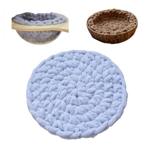 UzeEnde Handgewebte, runde Katzenbett-Matte – Boho-weiches gestricktes Haustierkissen zum Schlafen, Kneten, Nest, gemütliche Unterlage für Kapselbetten, Katzenbäume, Kisten, Sofa, Faulenzen für alle von UzeEnde