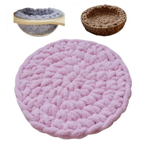 UzeEnde Handgewebte, runde Katzenbett-Matte – Boho-weiches gestricktes Haustierkissen zum Schlafen, Kneten, Nest, gemütliche Unterlage für Kapselbetten, Katzenbäume, Kisten, Sofa, Lounging, für alle von UzeEnde