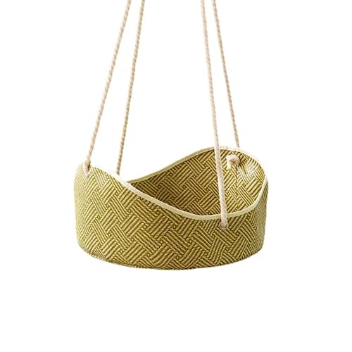 UzeEnde Rattan Katzenhängematte - Handgewebtes Bambusgeflecht Hängendes Haustierbett, atmungsaktiv, Sommerkorb, kühlendes Katzennest mit Haken, dicke Baumwollseile, langlebige harte Bodenliege (Bambus von UzeEnde