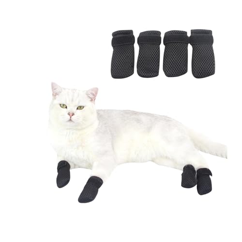 Verstellbare kratzfeste Katzenschuhe – atmungsaktive Netz-Katzenschuhe, weiche schützende Pfotenabdeckungen, Anti-Fall-Stiefel, Haustier-Fäustlinge zum Baden, Fellpflege, Tierarztbesuche, Schneiden von UzeEnde