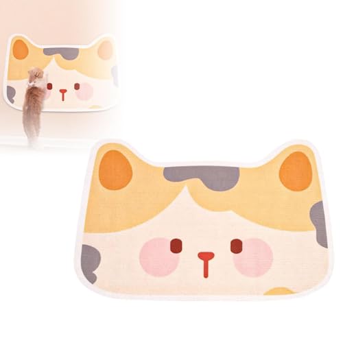 Wandmontierter Katzenkratzer - Selbstklebend Filz Katzen Kratzpad Nicht Shedding Cartoon Kätzchen Matte Möbel Tür Sofa Protector mit Gratis Spielzeug für Innentür Glas Holz Fliese (B) von UzeEnde