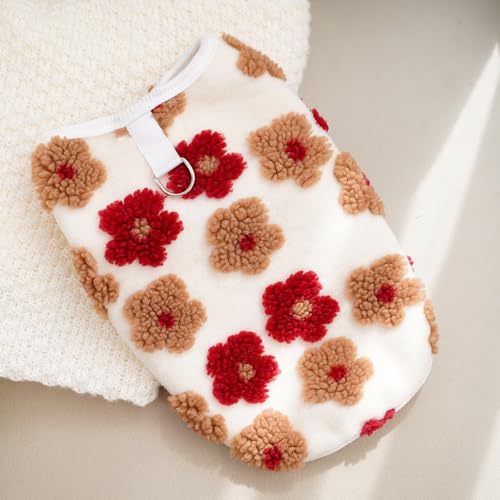 Warmer Plüsch-Hundepullover für den Winter, niedlich, getuftet, flauschig, Fleece-Weste mit D-Ring, weich, flauschig, Button-Down-Haustiermantel für kaltes Wetter, drinnen und draußen, für den von UzeEnde