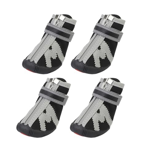 Wasserdichte Hundestiefel für kleine Hunde – atmungsaktiver Reißverschluss Pfotenschutz mit reflektierenden Riemen, TPR-Sohle für Spaziergänge im Freien, Wandern, Regen, Schnee, Welpen (S, Schwarz) von UzeEnde