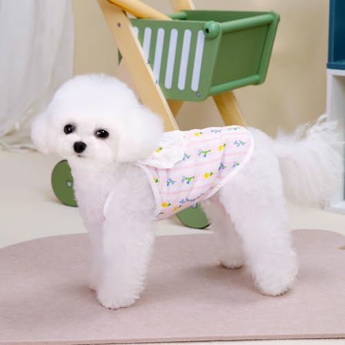Weste für kleine und mittelgroße Hunde mit Blumenmuster, leicht, atmungsaktiv, niedlicher ländlicher Stil, bedruckt, ärmellos, für drinnen und draußen (Nr. 1, L) von UzeEnde