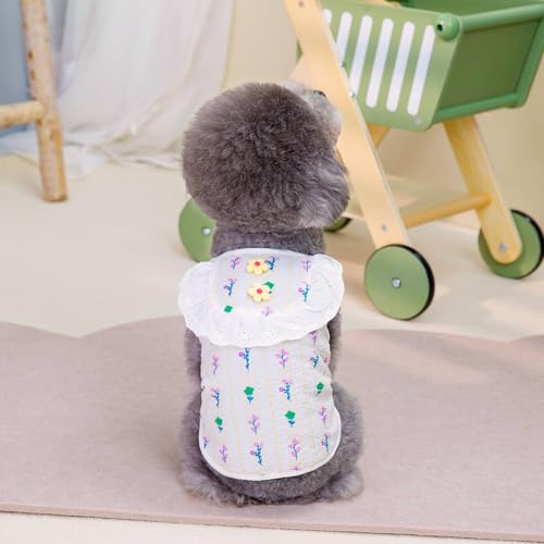 Weste für kleine und mittelgroße Hunde mit Blumenmuster, leicht, atmungsaktiv, niedlicher ländlicher Stil, bedruckt, ärmellos, für drinnen und draußen (Nr. 2, M) von UzeEnde