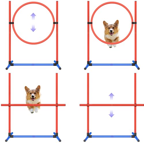 Uzpomel Agility-Trainingsgeräte für Hunde, 4-teiliger Kurs mit verstellbaren Sprungstangen, Tragetasche (2) von Uzpomel