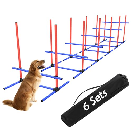Uzpomel Agility-Trainingsgeräte für Hunde, 4-teiliger Kurs mit verstellbaren Sprungstangen, Tragetasche (6) von Uzpomel
