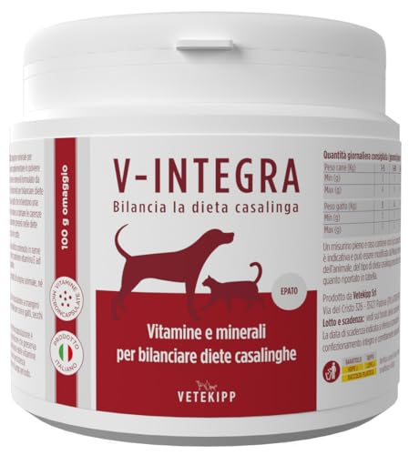 V-INTEGRA Epato Hunde und Katzen – komplettes Nahrungsergänzungsmittel reich an Vitaminen und Mineralstoffen für die hausgemachte Ernährung von Hunden und Katzen, die eine Beschränkung von Kupfer von V-Integra