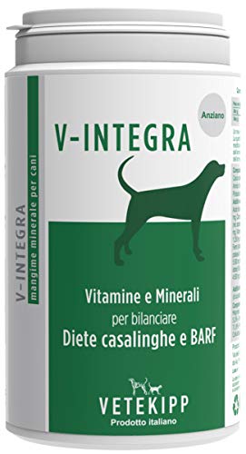 V-Integra Cane Anziano (Älterer Hund) - Komplettes Vitamin und mineralstoffreiches Ergänzungsfuttermittel für Heim-Diät - und Barf-Ernährung älterer Hunde - 200 g - Made in Italy von V-Integra