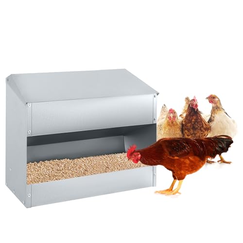 VA-Cerulean Futterautomat, Metall Futtertröge für Hühner, Hühner-Futterspender, Wasserdicht Geflügelfutterstation mit Deckel, Hängender Rattensicherer Feedomatic(15KG) von VA-Cerulean