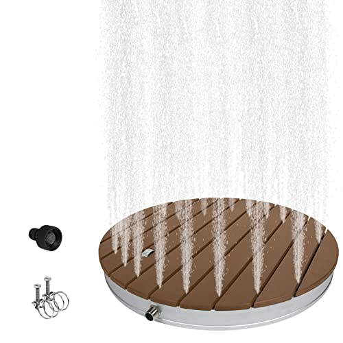VA-Cerulean Gartendusche, PWC Bodendusche Outdoor, Regendusche Aussendusche bis zu 4 M hohe Fontänen, Solardusche für Camping Outdoor Haustier, Rund, Holzfarbe von VA-Cerulean
