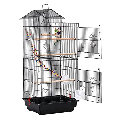 VA-Cerulean Vogelkäfig Wellensittich Käfig Vogelvoliere Metall Vogelhaus Voliere Groß 46x35.5x99CM Vogel Käfig mit Vogelspielzeuge Für Finch Vogel Papageien Tierkäfig(Typ A) von VA-Cerulean