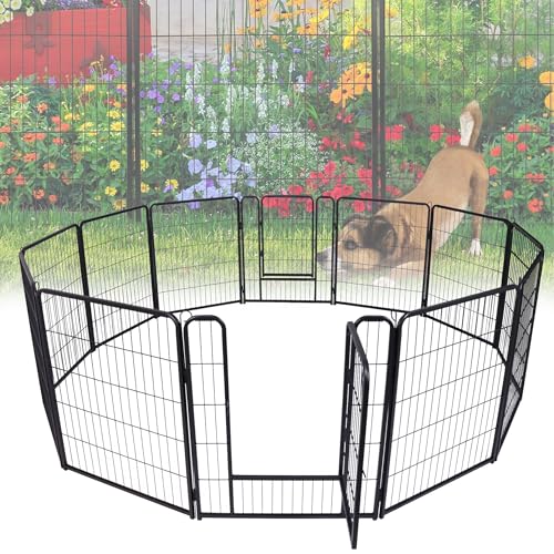 VA-Cerulean Welpenauslauf Hundelaufstall mit 2 Türen 12-teilig 65x80cm Schwarz Metallgitter Innen und draußen Käfig für Kaninchen,Katzen,Welpen VA-Cerulean Welpenauslauf Hundelaufstall mit 2 Türen 12-teilig 65x80cm Schwarz Metallgitter Innen und draußen Käfig für Kaninchen,Katzen,Welpen von VA-Cerulean