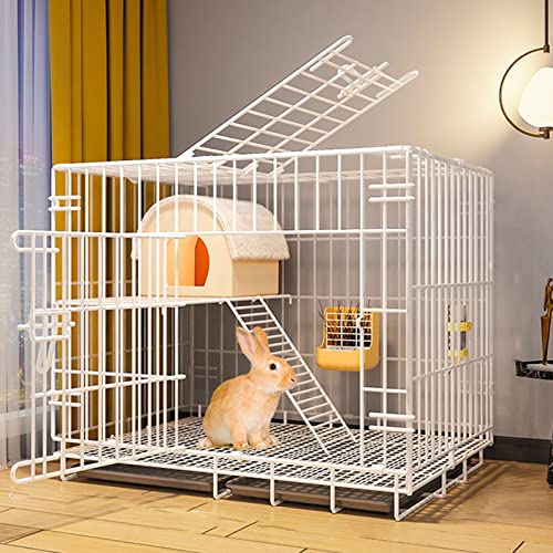 Bunny Cage, großer Indoor-Haustier-Laufstall mit Tür für Kaninchen und Kleintiere, faltbarer Stall mit herausziehbarer Ablage für Welpen, Kätzchen, Weiß (Größe: 85 x 6) von VAAMI