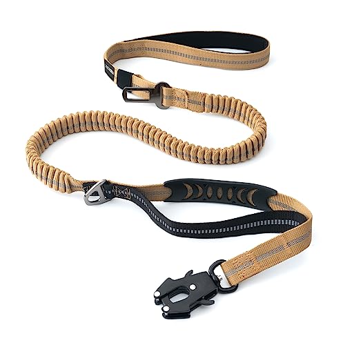Strapazierfähige taktische Hundeleine mit Schnellverschluss-Karabiner und stark reflektierenden Fäden, 1,2 - 1,8 m Power-Stretch-Hundeleine für mittelgroße und große Hunde, Braun und Schwarz Strapazierfähige taktische Hundeleine mit Schnellverschluss-Karabiner und stark reflektierenden Fäden, 1,2 - 1,8 m Power-Stretch-Hundeleine für mittelgroße und große Hunde, Braun und Schwarz von VAANNQOUU