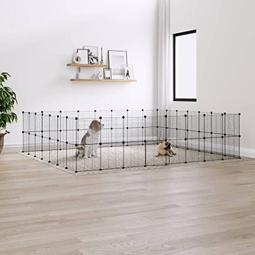 Haustierkäfig mit Tür, Schwarz, 35 x 35 cm, Stahl, Artikelfarbe: Schwarz von VACARX