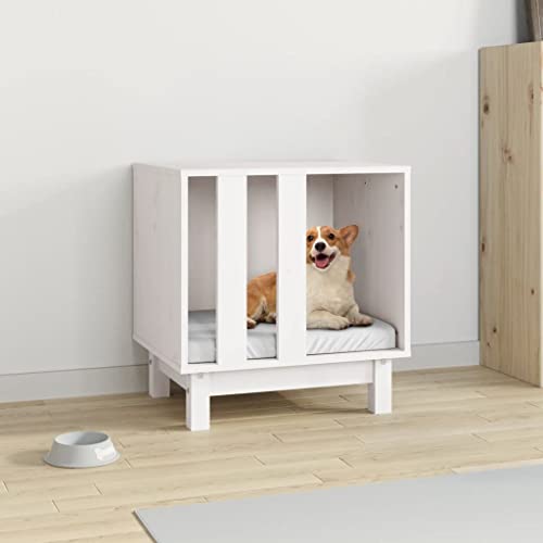 Hundehaus aus Kiefernholz, 50 x 40 x 52 cm, Weiß Hundehaus aus Kiefernholz, 50 x 40 x 52 cm, Weiß von VACARX