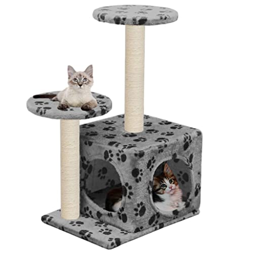 Katzenbaum mit Sisal-Kratzstämmen, 60 cm, graue Pfotenabdrücke, Artikelfarbe grau mit Pfotenabdrücken Katzenbaum mit Sisal-Kratzstämmen, 60 cm, graue Pfotenabdrücke, Artikelfarbe grau mit Pfotenabdrücken von VACARX