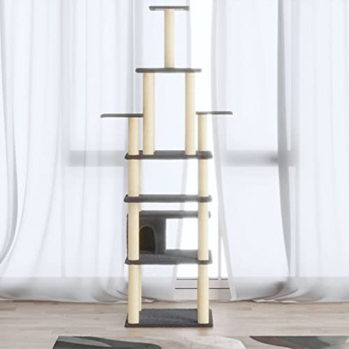 Katzenbaum mit Sisal-Kratzstämmen, dunkelgrau, 183 cm, Artikelfarbe-dunkelgrau Katzenbaum mit Sisal-Kratzstämmen, dunkelgrau, 183 cm, Artikelfarbe-dunkelgrau von VACARX