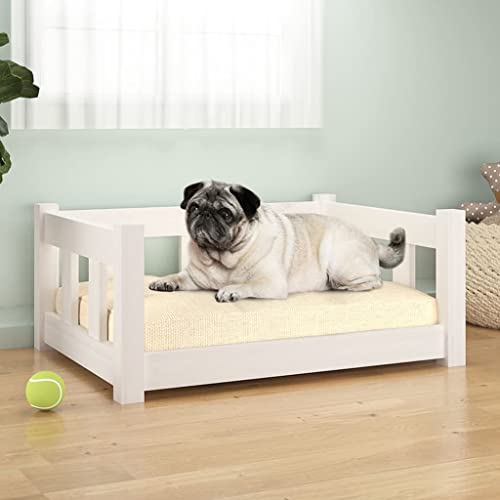 VACARX Hundebett, Weiß, 65,5 x 50,5 x 28 cm, Kiefernholz, Artikelfarbe, Weiß VACARX Hundebett, Weiß, 65,5 x 50,5 x 28 cm, Kiefernholz, Artikelfarbe, Weiß von VACARX