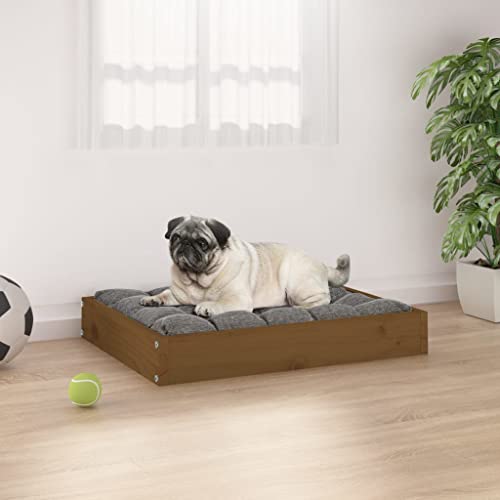 VACARX Hundebett Honigbraun 61,5 x 49 x 9 cm Massivholz Kiefer Artikelfarbe Honigbraun von VACARX