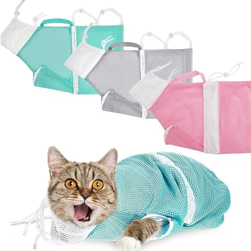 VADO VLTRA 3 Teilige Katzenbadetasche, Katzenduschtasche, Katzenpflegetasche zum Baden, Nagelschneiden, Katzenwaschbeutel, Kratzfest (3*Farbverlauf) von VADO VLTRA